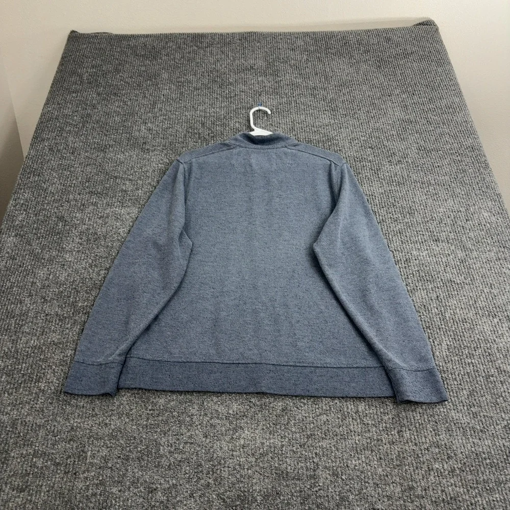 Tommy Bahama Pullover‎ Mens M Blue Cotton Blend Mock Neck Quarter Button Casual